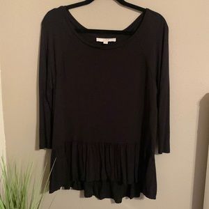 EUC LOFT 3/4 sleeve top. Black. Size S.